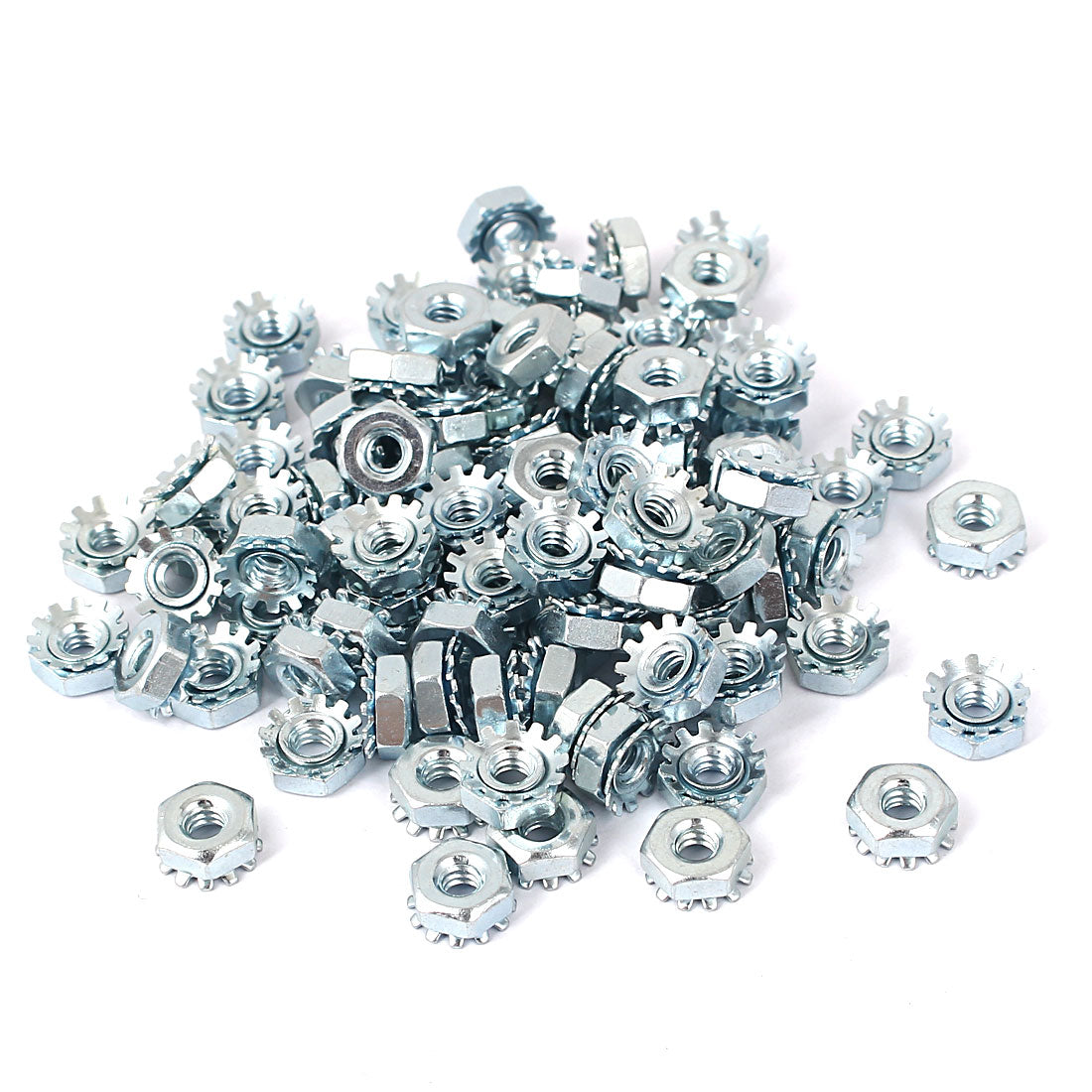 uxcell Uxcell 6#-32 Female Thread Zinc Plated Kep Hex Star Lock Nut 100pcs