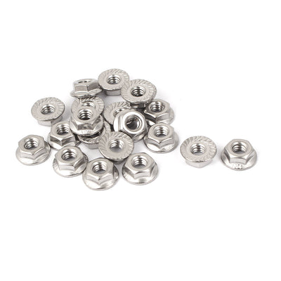 Harfington Uxcell 1/4"-20 304 Stainless Steel Serrated Hex Flange Lock Nuts 20pcs