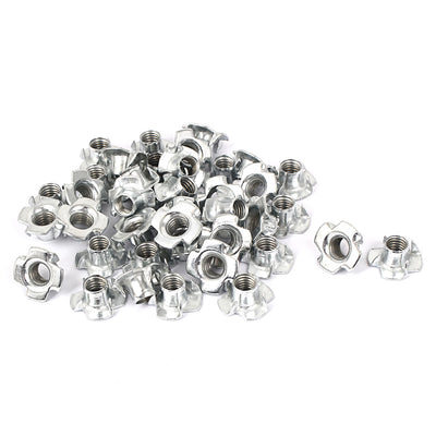 Harfington Uxcell Furniture M8 Thread Zinc Plated 4 Prong Tee Nuts Insert Connectors 40pcs