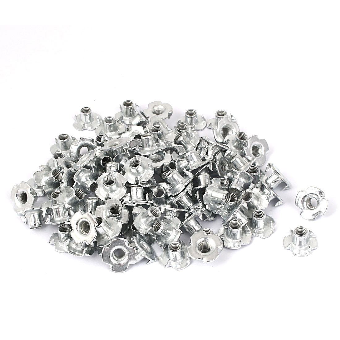 uxcell Uxcell Furniture M6 Thread Zinc Plated 4 Prong Tee Nuts Insert Connectors 100pcs