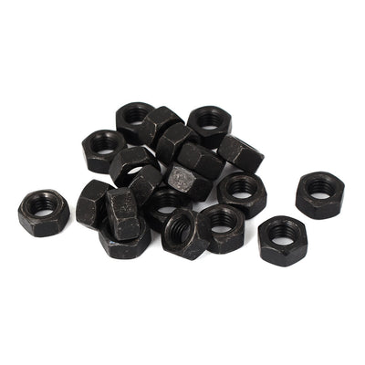 Harfington Uxcell M10 Carbon Steel Grade 8 Hexagon Hex Nut Black 20pcs