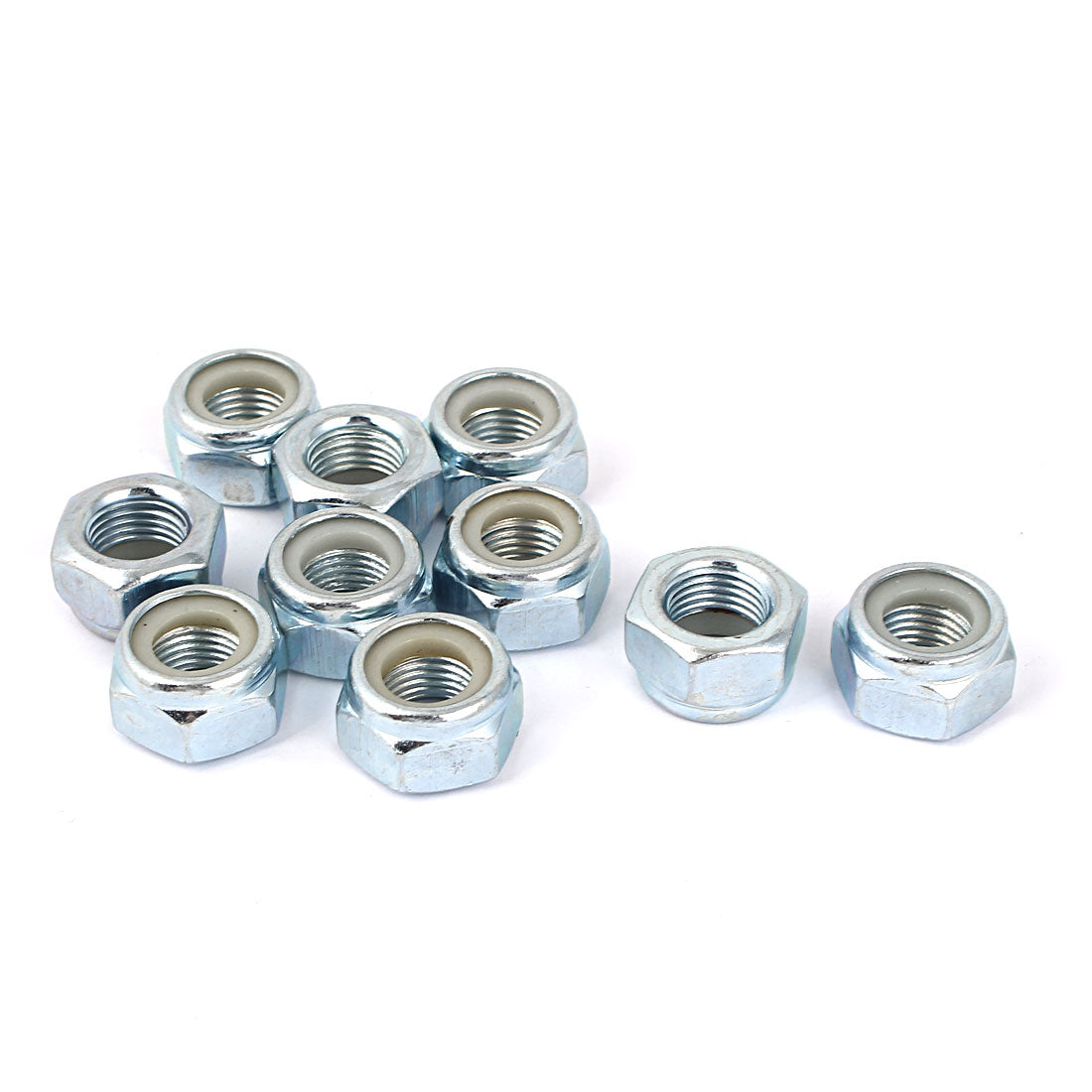 uxcell Uxcell M12x1.25mm Zinc Plated Hex Lock Nuts Silver Tone 10pcs