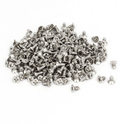 uxcell Uxcell M3 x 6mm Phillips Flat Head Self Tapping Screws Silver Tone 260pcs