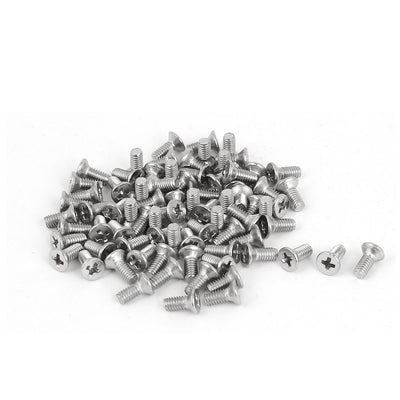 uxcell Uxcell M2.5 x 6mm 316 Stainless Steel Phillips Drive Machine Flat Head Screws 75 Pcs