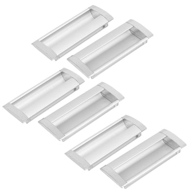 Harfington Uxcell Cabinet Drawer Alloy Rectangle Flush Pull Handles Grips Silver Tone 6pcs