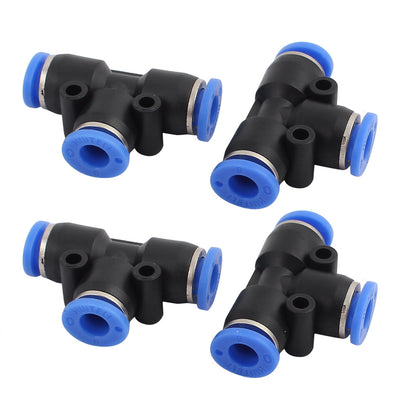 uxcell Uxcell 4Pcs T Sahpe Pneumatic Air 3 Way Quick Fittings Connector 6mm Tube Hose