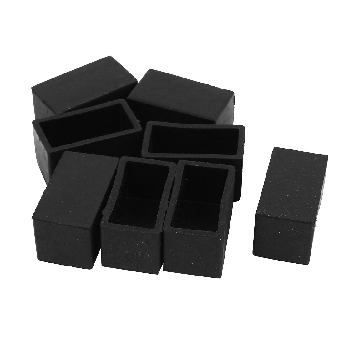 uxcell Uxcell Rectangle Shaped Furniture Table Chair Leg Foot Plastic Cover Cap Black 40mm x 20mm 8pcs