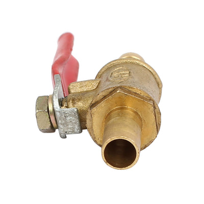 Harfington Uxcell 5/16-inch Dia Brass Lever Handle Hose Pipe Connectors Barb Ball Valves 5pcs