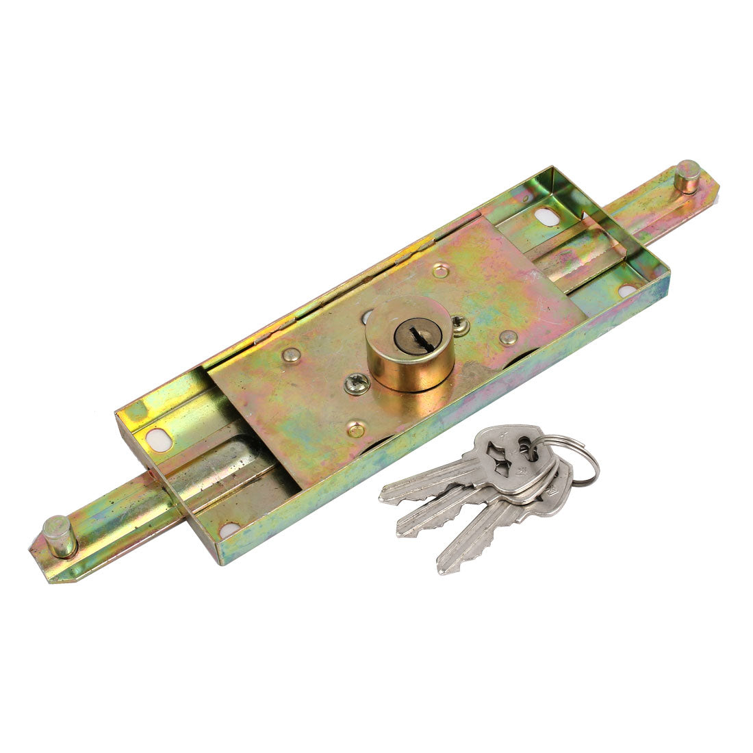 uxcell Uxcell 11-inch Length Vertical Keyway Rolling Shutter Roller Latch Door Lock Gold Tone