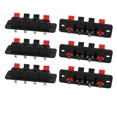 Harfington Uxcell 6pcs 4 Terminal 4 Position Spring Loaded Stereo Speaker Socket Connector Board