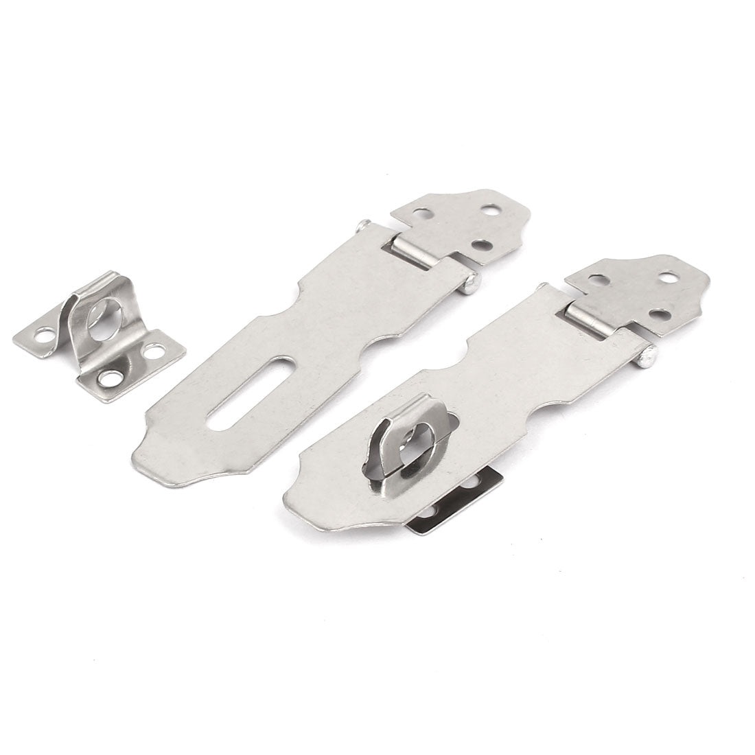 uxcell Uxcell Cupboard Drawer Safety Padlock Door Latch Lock Hasp Staples Silver Tone 5pcs