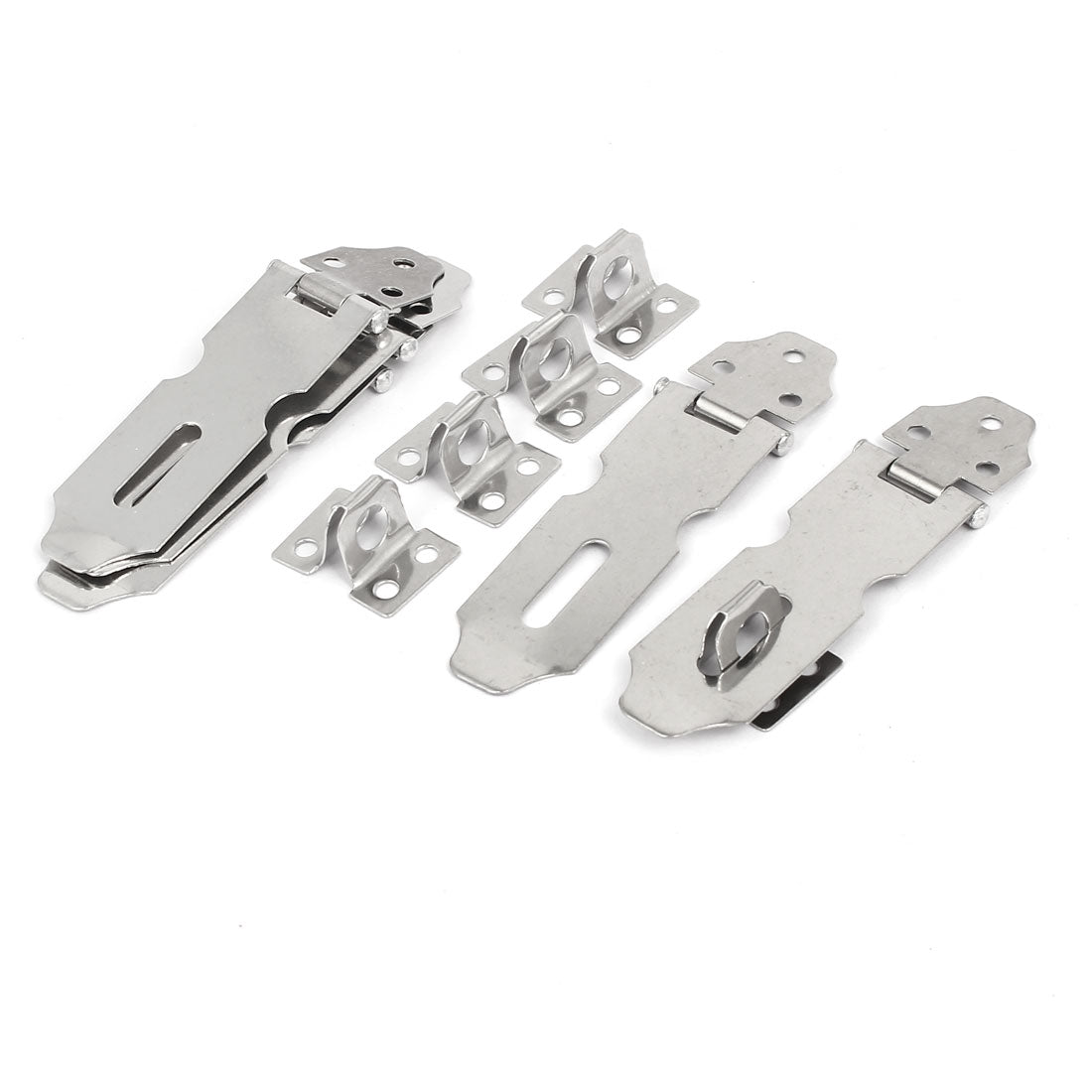 uxcell Uxcell Cupboard Drawer Safety Padlock Door Latch Lock Hasp Staples Silver Tone 5pcs