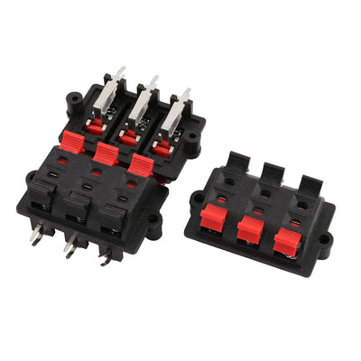 Harfington Uxcell 3Pcs WP6-3 6 Terminal 6 Position Spring Loaded Push Speaker Socket Connector Board