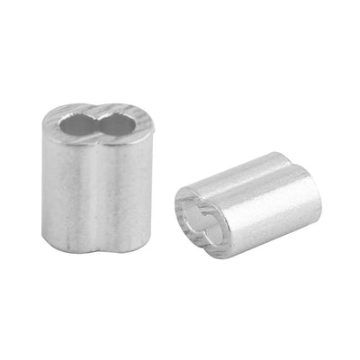 Harfington Uxcell Aluminum Ferrules Sleeves Fittings Clamps 9.0 x 7.4mm 100pcs for 2mm Diameter Steel Wire Rope