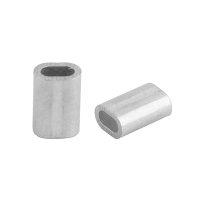 Harfington Uxcell Aluminum Sleeves Clip Fittings 5mm x 3mm Silver Tone 100pcs for 1.5mm Diameter Steel Wire Rope