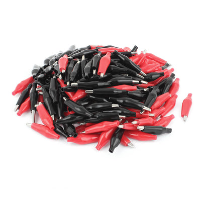 Harfington Uxcell 200Pcs 43mm Insulated Red Black Crocodile Test Clip PVC Electronic Components