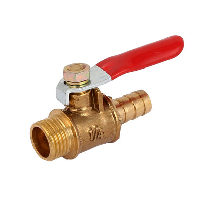 uxcell Uxcell 1/4" BSP Male Thread to Hose Tail Connector Gas Flow 180 Degree Rotary Lever Handle Ball Valve