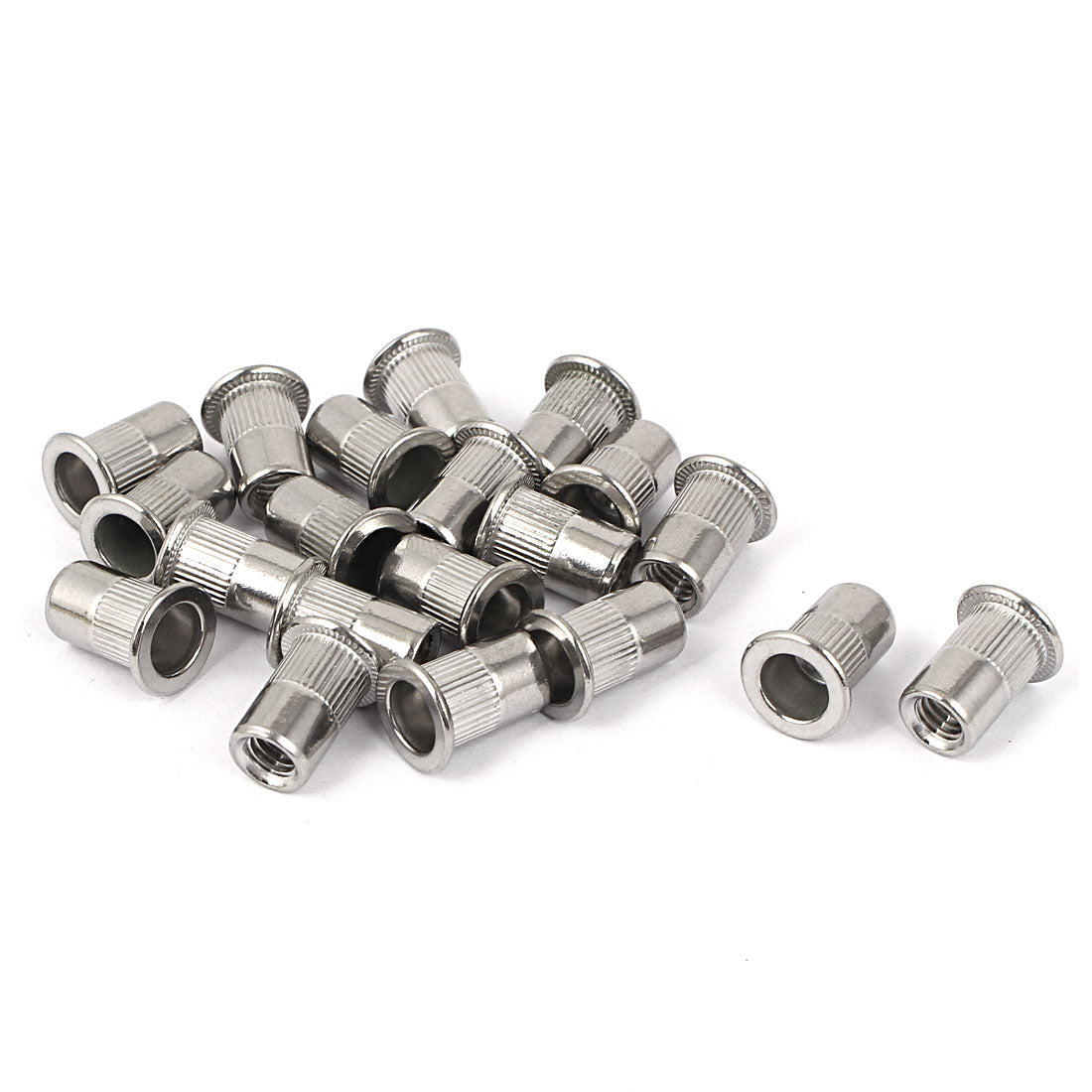 uxcell Uxcell M6 Stainless Steel Flat Head Rivet Nut Insert  Silver Tone 20pcs