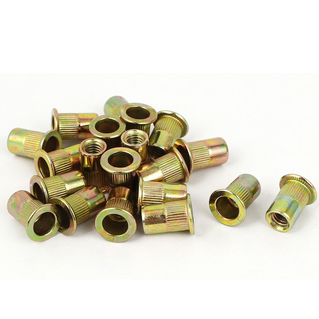 Uxcell M6x15mm Open End Flat Head Knurled Body Blind Threaded Rivet Nut