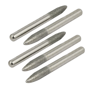 uxcell Uxcell 1/4" Shank 6mm Tip Dia Cone Head Grinding Bit Diamond Mounted Point 5pcs