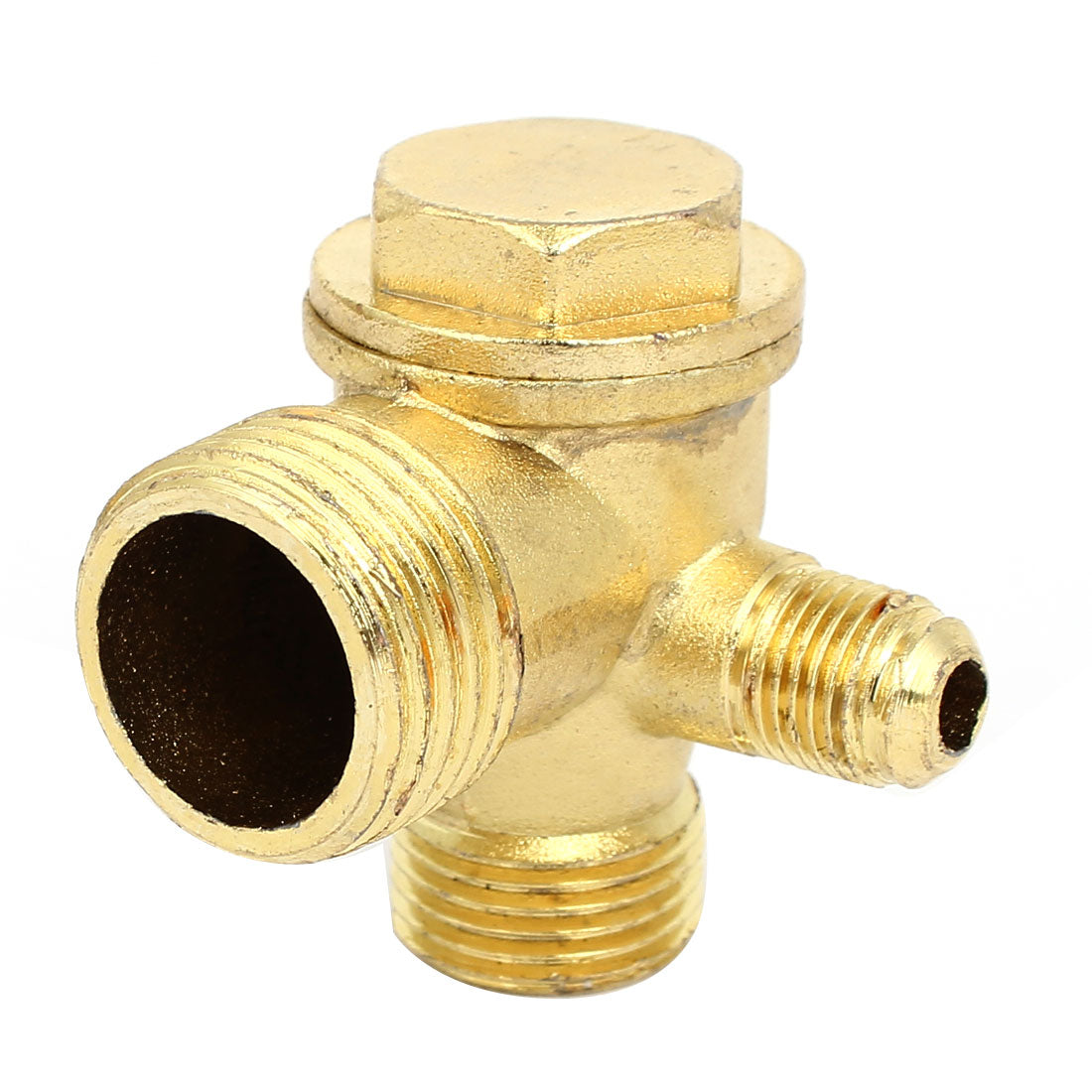 uxcell Uxcell G1/2xG3/8xG1/8 Male Thread 3-Way Vertical Air Compressor Fittings Check Valve