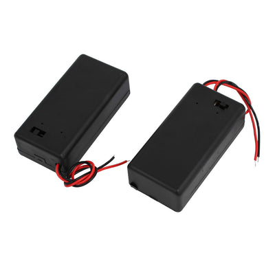 Harfington Uxcell 2 Pcs ON/OFF Switch 2 Wires Covered Battery Holder Case for 9V Battery