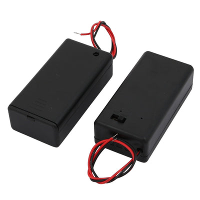 Harfington Uxcell 4Pcs Dual Wires Battery Covered Holder Box Case w ON/OFF Switch for 9V Batteries