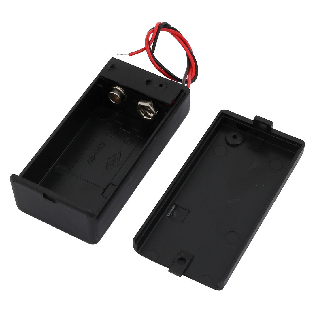uxcell Uxcell 4Pcs Dual Wires Battery Covered Holder Box Case w ON/OFF Switch for 9V Batteries