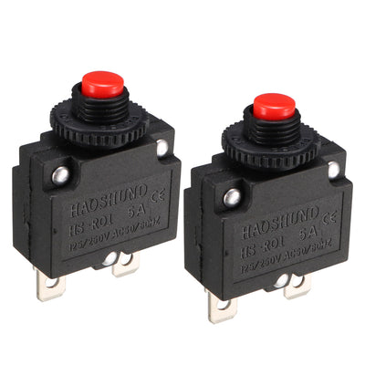 Harfington Uxcell 2pcs AC250V/125V 5A Circuit Breaker Current Overload Protector Switch Red Button