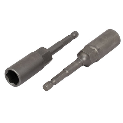 Harfington Uxcell 100mmx13mm Metal Screwdriver Drill Hex Nut Driver Socket Bit 2PCS Gray
