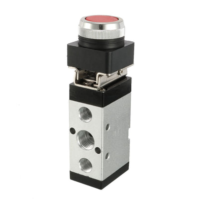 uxcell Uxcell MSV-86522PP 1/4BSP 5 Way 2 Position Momentary Flat Push Button Pneumatic Mechanical Valve