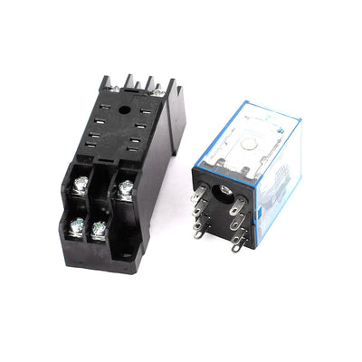 uxcell Uxcell AC 24V Coil Voltage 8 Terminals 35mm DIN Rail Mount Electromagnetic Relay w Socket