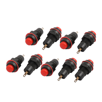 uxcell Uxcell 9Pcs 10mm Mini Waterproof Pushbutton Switch Momentary Type Red Plastic Head
