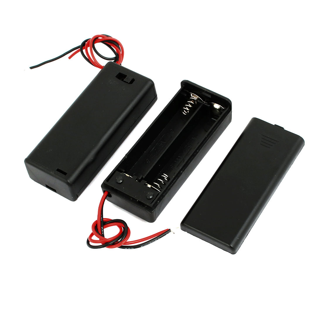 uxcell Uxcell 2pcs 2 x 1.5V AAA Battery Holder Enclosed Case Box On-Off Switch Black