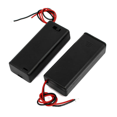 Harfington Uxcell 2pcs 2 x 1.5V AAA Battery Holder Enclosed Case Box On-Off Switch Black
