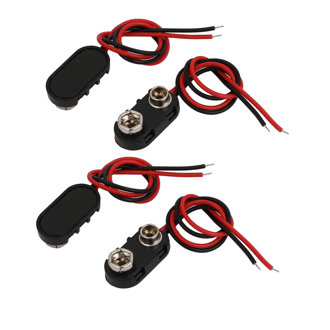 uxcell Uxcell Black Red 150mm Cable Connection 9V Battery Clips Connector Buckle 4 Pcs