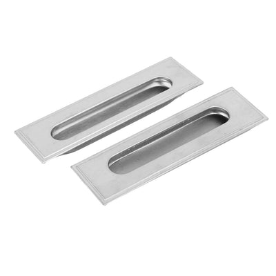 Harfington Uxcell Sliding Door Cabinet Flush Recessed Pull Handle Silver Tone 14cm Length 2pcs