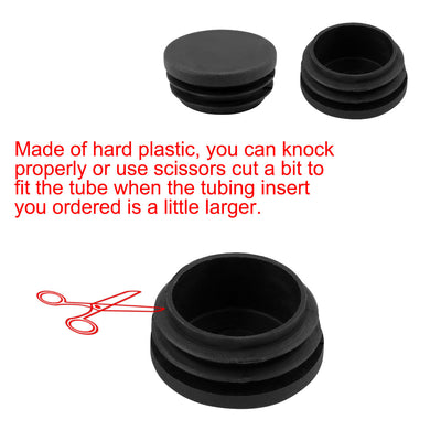 Harfington Uxcell Furniture Table Chair Legs Plastic Round Tube Pipe Insert Cap Cover Stopper Black 22mm Dia 12pcs