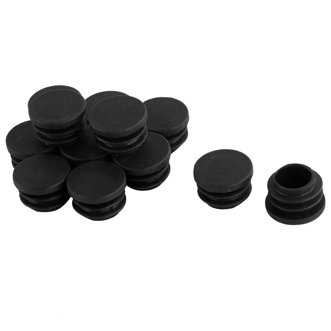 uxcell Uxcell Furniture Table Chair Legs Plastic Round Tube Pipe Insert Cap Cover Stopper Black 22mm Dia 12pcs