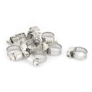 Uxcell 10-Pack Stainless Steel Hose Clamps - Adjustable 9-16mm For Car, Fuel Line, Auto