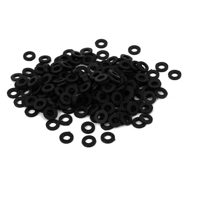 Harfington Uxcell M3x6mmx1mm Plastic Round Flat Washer Gasket Spacer Seal Ring Black 200pcs
