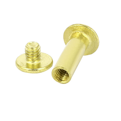 Harfington Uxcell Brass Plated Chicago Screws Binding Posts Docking Rivet 5mmx18mm 30pcs