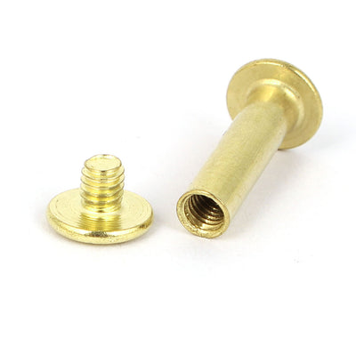 Harfington Uxcell 5mmx20mm Brass Plated Chicago Screws Binding Posts Docking Rivet 30pcs
