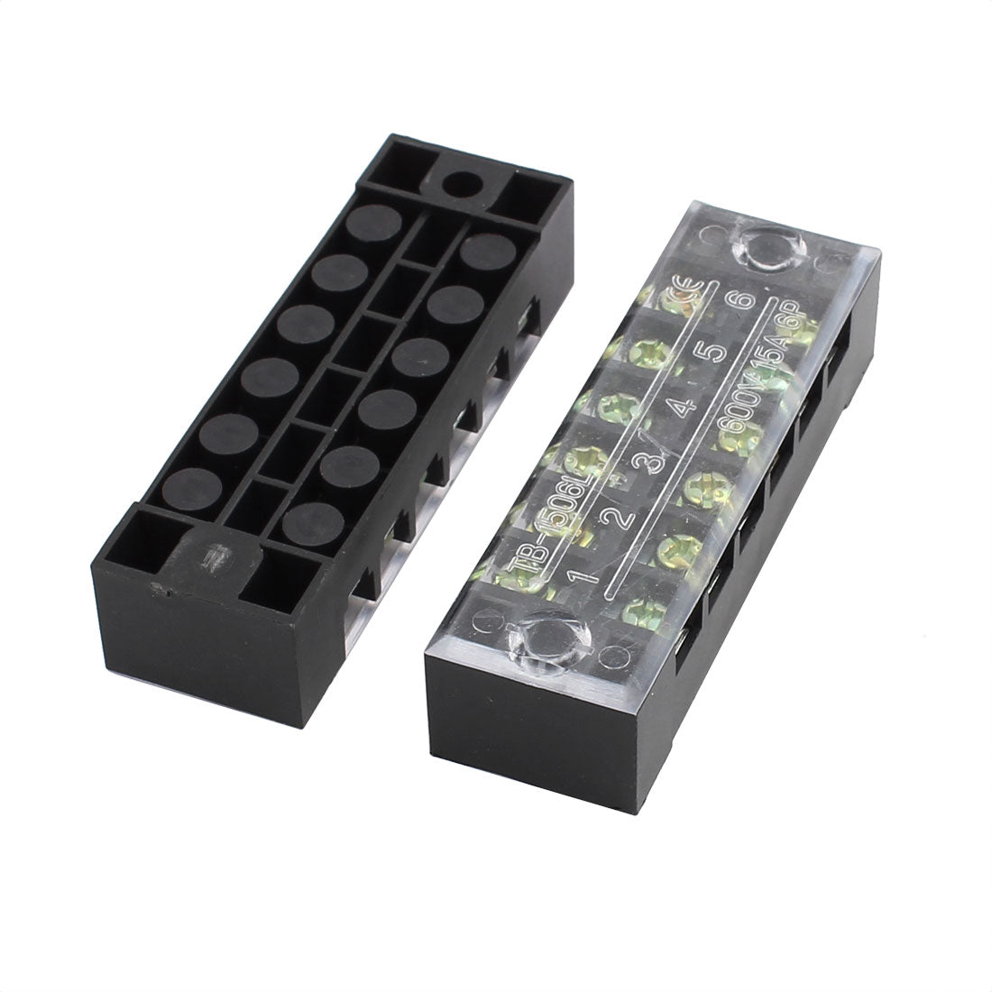 uxcell Uxcell 5Pcs 600V 15A 6 Positions 6P Dual Rows Covered Barrier Screw Terminal Blocks