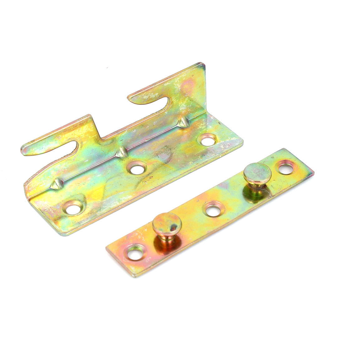 uxcell Uxcell Furniture Wood Bed Fitting Yellow Zinc Plated Snap Connectors Rail Bracket 2Pairs