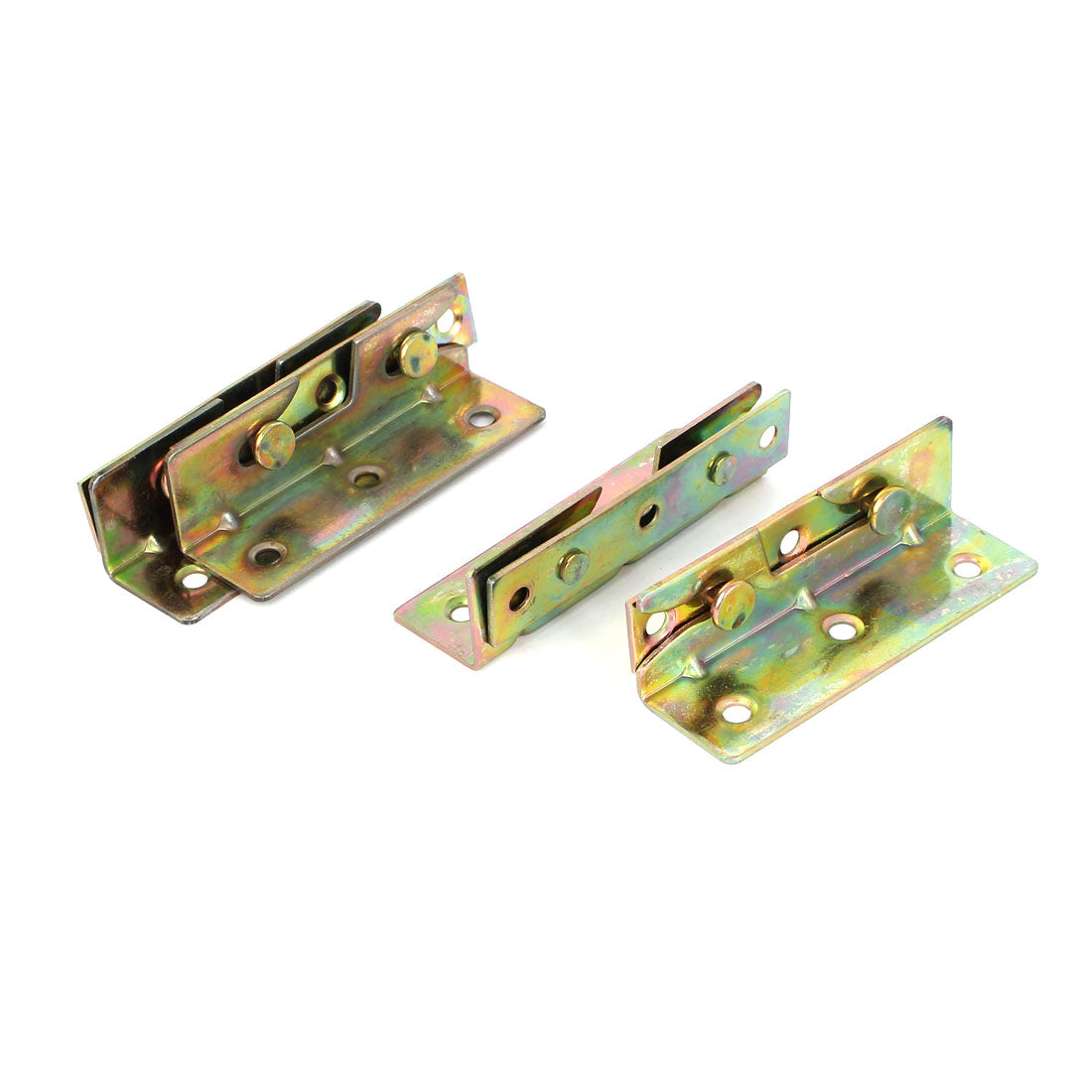 uxcell Uxcell Furniture Wood Bed Fitting Yellow Zinc Plated Snap Connectors Rail Bracket 2Pairs