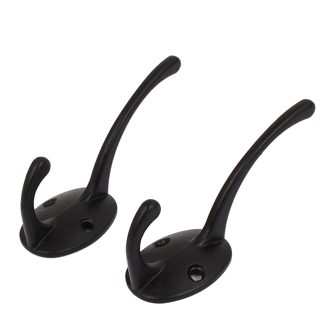 uxcell Uxcell Bedroom Clothes Coat Hanging Wall Mounted Metal Double Hanger Hook Black 2pcs