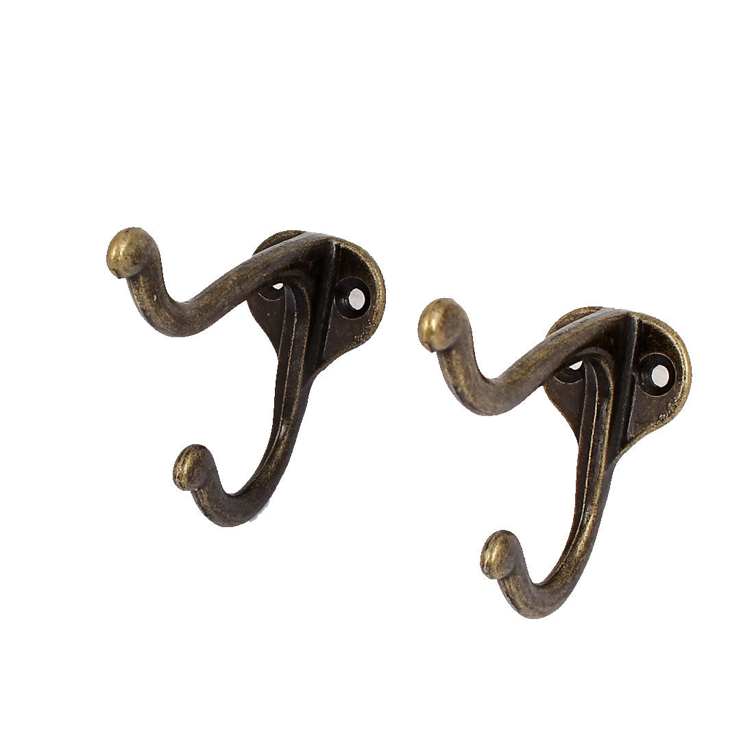 uxcell Uxcell Bedroom Wall Mounted Metal Retro Style Double Hanger Hook Bronze Tone 5pcs