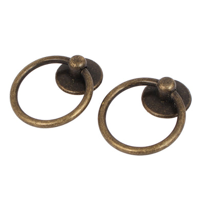 uxcell Uxcell Cupboard Cabinet Drawer Rings Pulls Knob Bronze Tone 2pcs