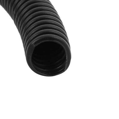 Harfington Uxcell 3.5 M 11 x 13 mm PVC Split Corrugated Conduit Tube for Garden,Office Black